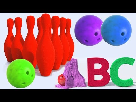 Nursery Rhymes ABC Song Funny Bowling Ball Kinetic Sand Colors For Kids 3D