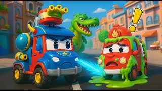 ¡EL CAMIÓN DE BOMBEROS detiene el ATAQUE DE SLIME! | Equipo de rescate