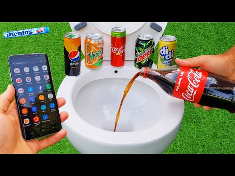 Experiment !! PHONE vs Cola Lime, Pepsi, Mtn Dew, Yedigün, Didi and Mentos in Toilet