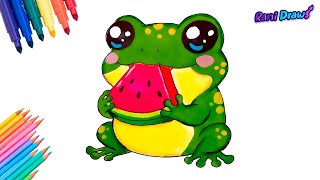 Cómo dibujar una RANA KAWAII - dibujos fáciles Paso a paso