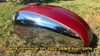 Rescuing a vintage bike fuel tank - dent removal