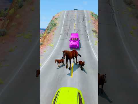 Big & Small Cars & Truck VS Horses - BeamNG.Drive