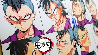 Drawing GENYA SHINAZUGAWA in different anime styles || Demon Slayer / Kimetsu no Yaiba