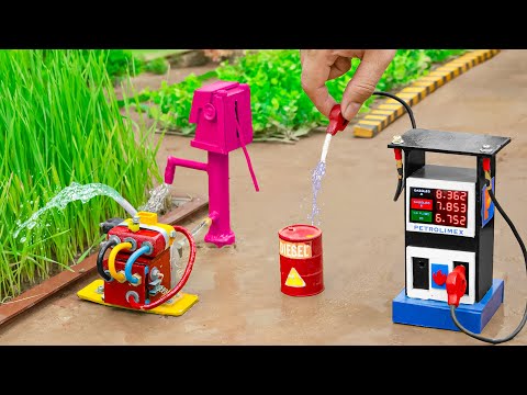 diy tractor making miniature pulley water pump diesel engine science project