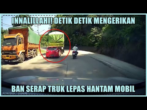 Innalillahi, Detik Detik Mengerikan Ban Serap Truk Lepas Hantam Mobil Agya di Sitinjau Lauik