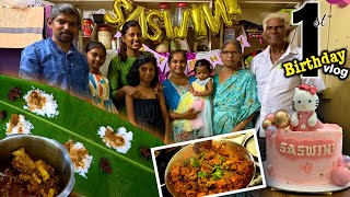 Saswini 1st Birthday with the Hello Kitty cake / Non-Veg Feast was so YUMMY / They loved it