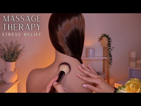 ASMR Stress Relieving Back Massage, Back Tracing And Back Brushing With Soothing Rain Sounds