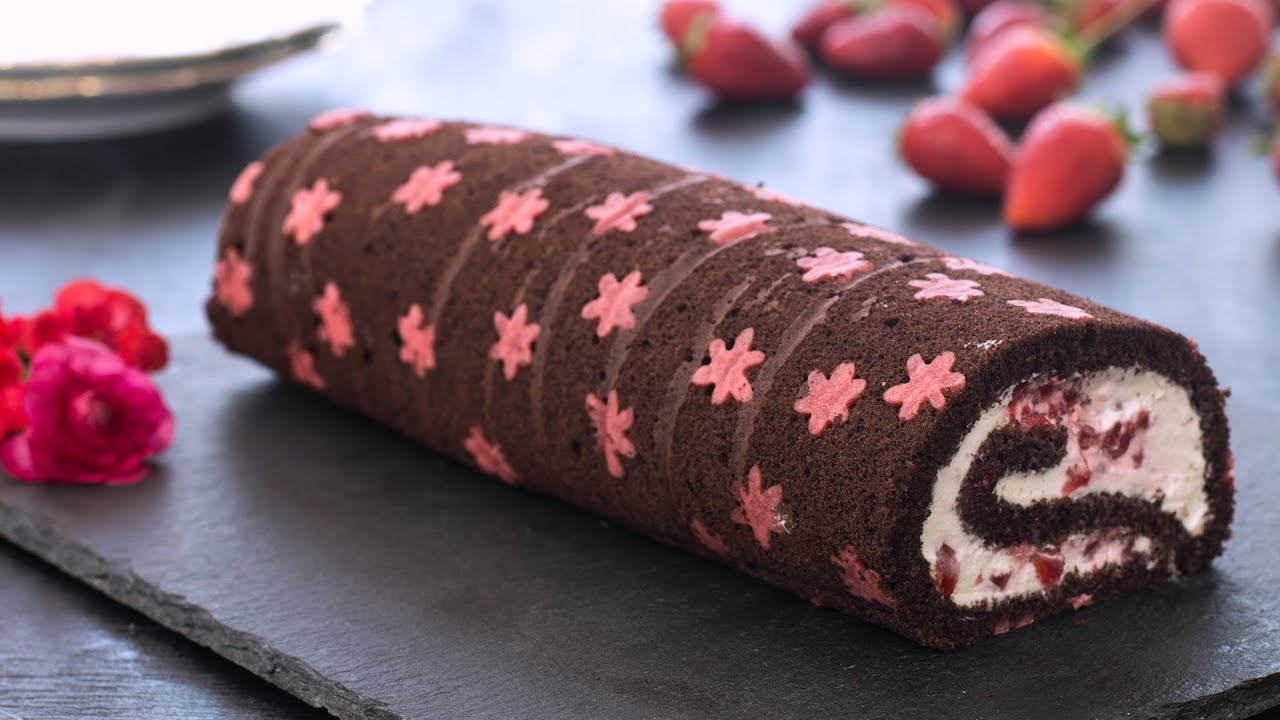 Chocolate Strawberry Swiss Roll
