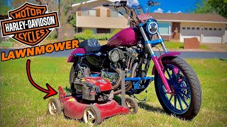 I Turned My Harley Davidson Into A Riding Lawnmower!