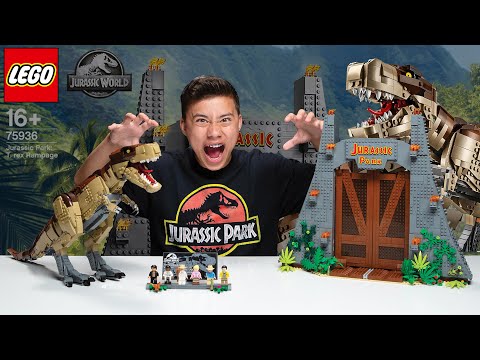 LEGO JURASSIC PARK: T. REX RAMPAGE!!! Biggest LEGO Dinosaur Set! Time Lapse & Stop Motion!!
