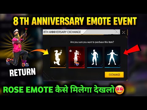 9 JULY 🔥 8th Anniversary Special- Rose Emote Return 🥳| Free Fire New Event | Emote Royale Free Fire