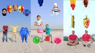 Two brothers & fat dog head matching_Eating game_Crying babies catching - Funny Vfx magic live