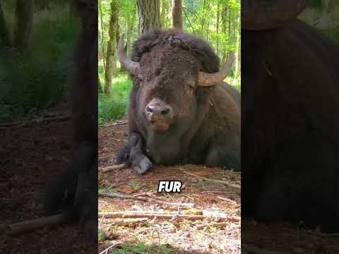 A North American bison walking on the road#animals #funnyanimal #funny #cute #bison