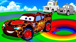 🌈RAINBOW PIT | Big & Small: Lava Lightning Mcqueen & RGB McQueen vs Pixar Cars Battle | BeamNG.drive