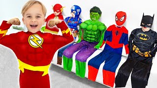 Kid superhero helps everyone and saves the day