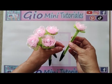 como hacer una pluma con una rosita de listòn Paso a Paso #diy #tutorial #manualidades