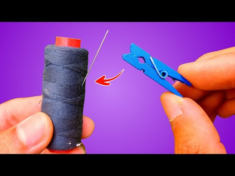 Few know, Easiest way to thread a needle with a clothespin