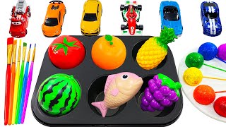 ❤️Satisfying Video | How To Make Rainbow 6 BIG Fruits From TOMICA Rainbow Lollipop Candy & Cutting❤️