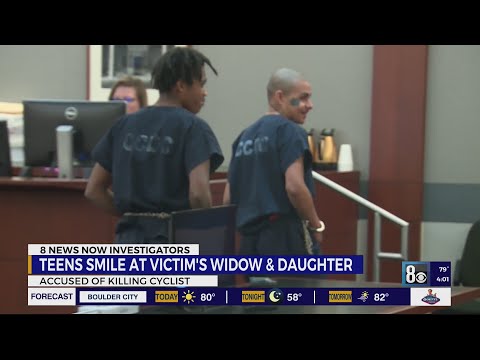 Las Vegas teens accused in deadly crime spree smile at victim's widow, daughter