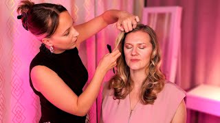 ASMR make-up for a birthday lunch ✨️ with hair styling and clothes fixing @GentleWhisperingASMR