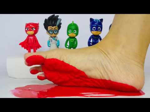 Pj Masks wrong heads toys with Feet Painting And Learn Colors with Pj Masks and Colorful Feet
