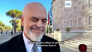 YouTube video thumbnail: Albania's PM Edi Rama Blames 'Hybrid War' for Fuelling Unrest Across the Country