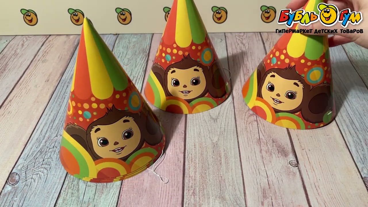 Набор колпачков с изображением Чебурашка 6шт - видео Набор колпачков с изображением Чебурашка 6шт - видео