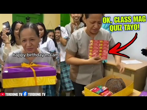 Yung super saya ni Ma'am sa natanggap nyang cake 😂 - PINOY best funny videos compilation