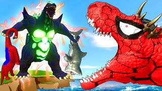 NEW SpiderMan D-REX VS. T-REX, SPINOSAURUS, MOSASAURUS  vs SpiderMan NEW Indominus Rex | JinPato_TV
