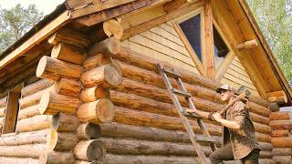 I Finally Building the Gables of My Big Log House | Installing Windows