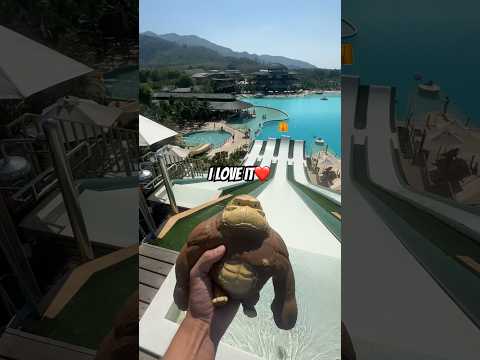 Squishy monkey trying to find pants at the water park😂