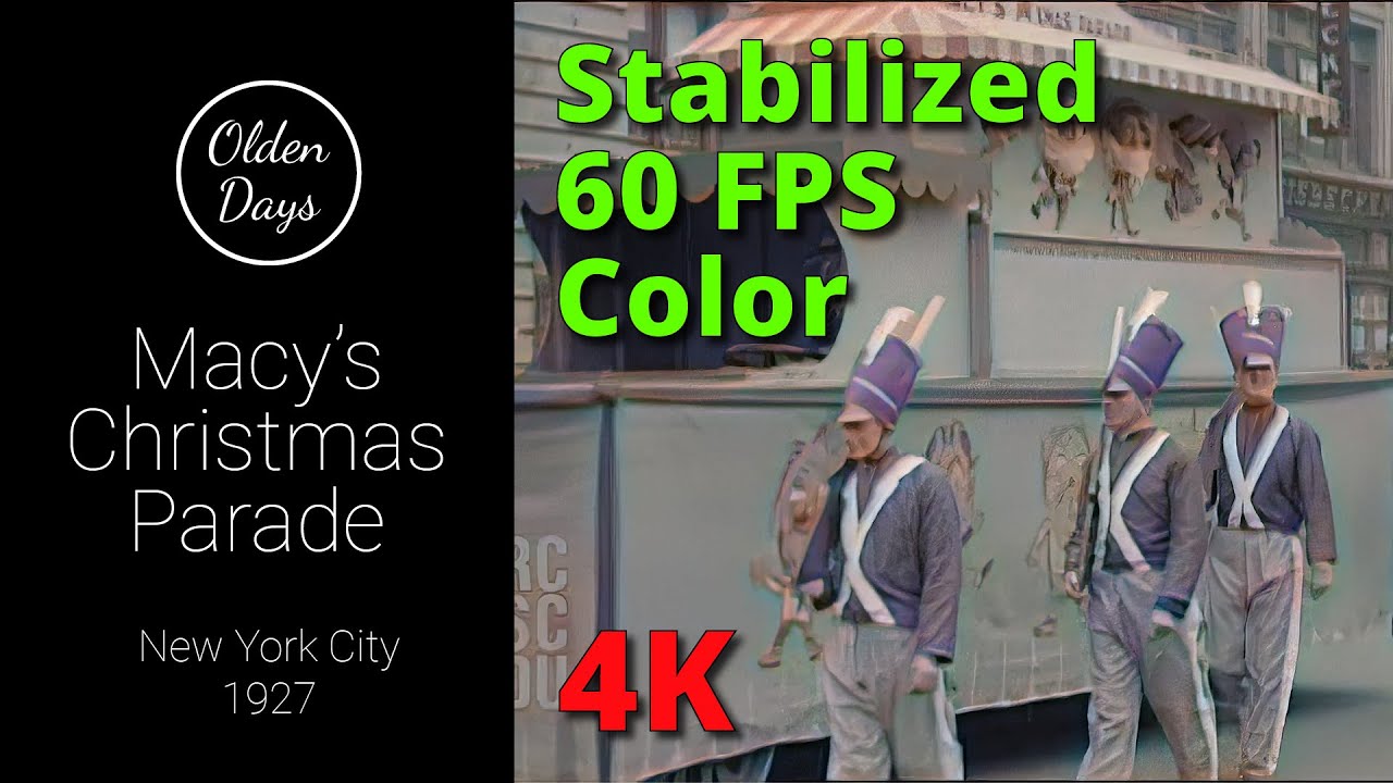 Macy’s Christmas Parade 1927 New York – [ 60 FPS – Color – 4K ] – Old footage restoration with AI