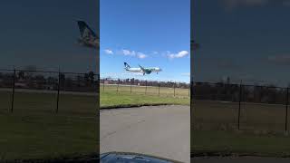 Frontier Flight Landing Into Trenton Mercer Airport From Charlotte NC. F9882 N369FR Airbus A320 NEO