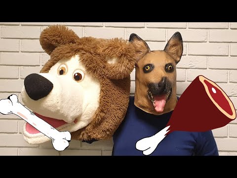 Cat, Bear or Dog Mask videos by Arsenii   كلب كبير الدهون والبالونات