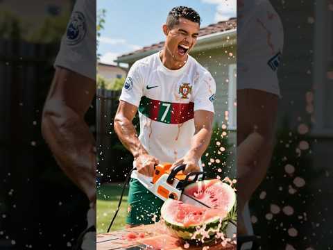 🚓🍉Ronaldo Covered inRed Juice...But It'sNotWhat ItSeems!#cr7 #ai#fun