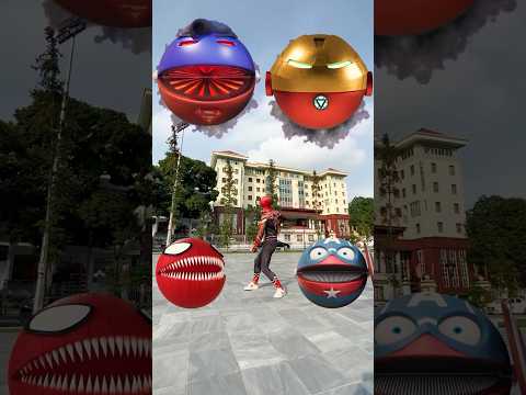 Random RED Superheroes Battle vs Pacman 🔥 #shorts #pacman #superhero