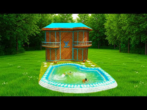 Luxury Bamboo Resort Build 🌿🏡 + Swimming Pool Fun! [full video]