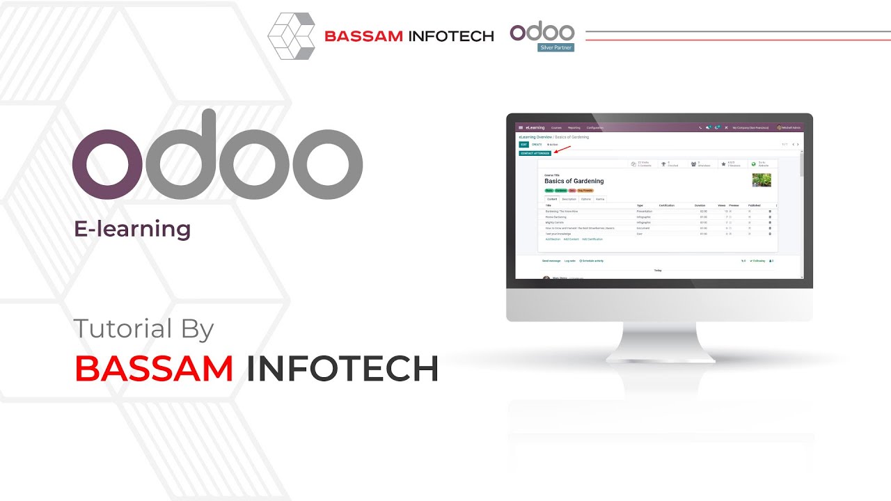 Odoo 15 E Learning Tutorial Video | Odoo Elearning Module Tutorial | Bassam Odoo silver partner | 22.03.2022

Odoo eLearning module helps us to create courses, configure quizzes and earn badges while attending courses.This module ...
