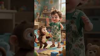 Anak kecil main sama monyet #lucu #animasilucu #shortvideo #animasi #kartun #kartunanak #kartunlucu