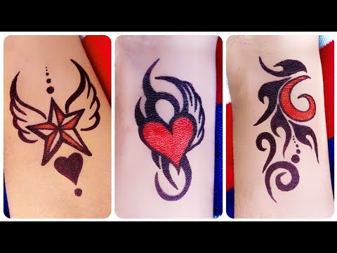 Flying star , beautiful heart ❤️ and simple trible tattoo make at home with pen