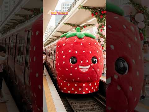 Strawberry Themed Train 🎀 Would you like to ride? #train #travel #strawberry  #funny #subwaytrain