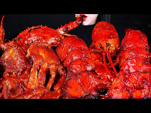 ASMR SPICY SEAFOOD, 해물찜 먹방,  SPICY ENOKI MUSHROOM, 매운 버섯, LOBSTER, CRAB MUKBANG  #shorts