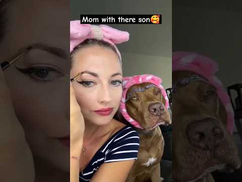 Mom and son same same 😂#funny #comedy #pitbull #dog #makeup #shorts