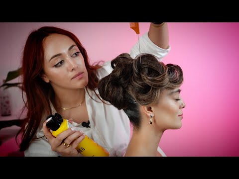 [ASMR] Elegant Floral Wave Ballroom Hair Up-Do,  ASMR Hair Styling | Soft-Spoken Roleplay