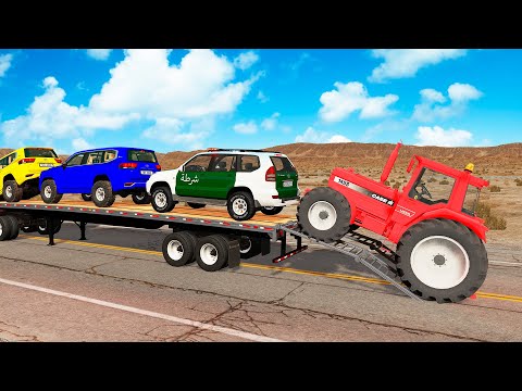 Flatbed Truck Mcqueen | Transportation with Truck - Pothole vs Car #264 - BeamNG.Drive