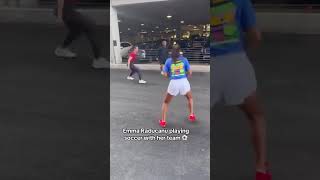 Emma plays soccer with her team