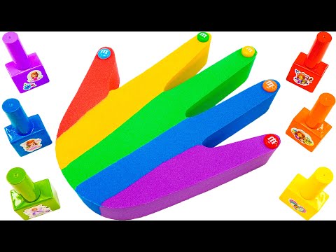 Satisfying Video | How To Make Rainbow Hand From Kinetic Sand Cutting & Nail Polish ASMR