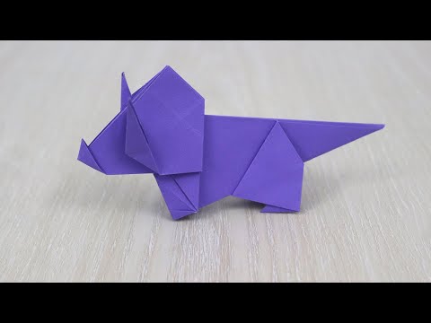 How to Fold Origami Dinosaur Triceratops - Easy Paper Dinosaur Tutorial