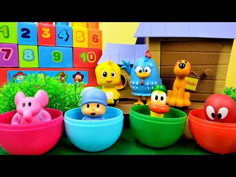 Contando, Aprendendo Cores e Encontrando o Pocoyo Nos Ovos Coloridos