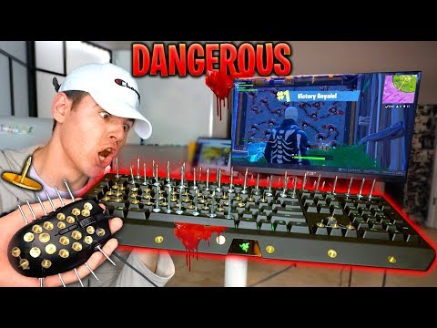 Playing Fortnite With *MOST DANGEROUS KEYBOARD☠️😨* Challenge Goes Wrong... | David Vlas